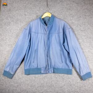 David Taylor Full-Zip Bomber Jacket Blue Long Sleeve Cottage Men's Size Large